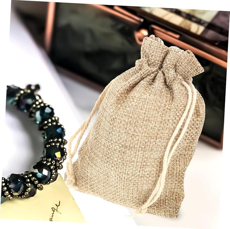 FRCOLOR 10 Pack White Lint Drawstring Jewelry Bags Portable Storage Pouches for Wedding Festival - Image 3